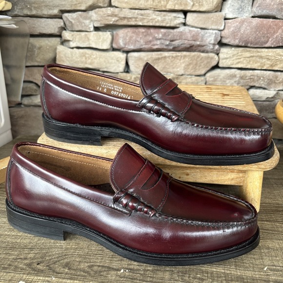 Hanover Handsewn Penny Loafer Mens 11 E Burgundy Leather Upper/Soles Shoes EUC main image 12